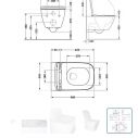 Унитаз подвесной Tern Rimless 490x340x350 мм, White, с сиденьем Slim Duroplast